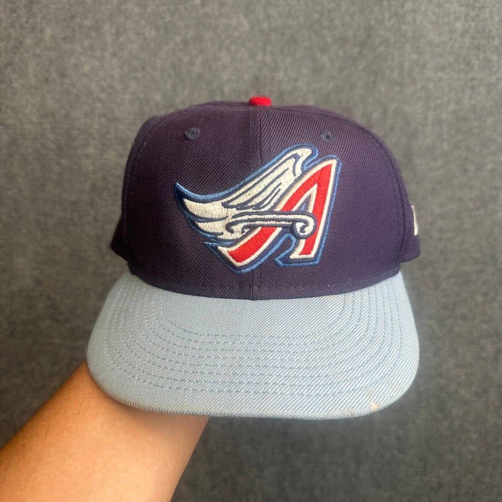 New Era Anaheim Angels Fitted Hat Mens 7 1/8 Navy Blue Cooperstown Winged A MLB